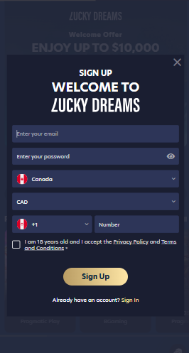 Lucky Dreams Sign Up